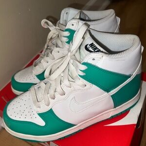 Nike Kids White and Teal High-Top Sneakers